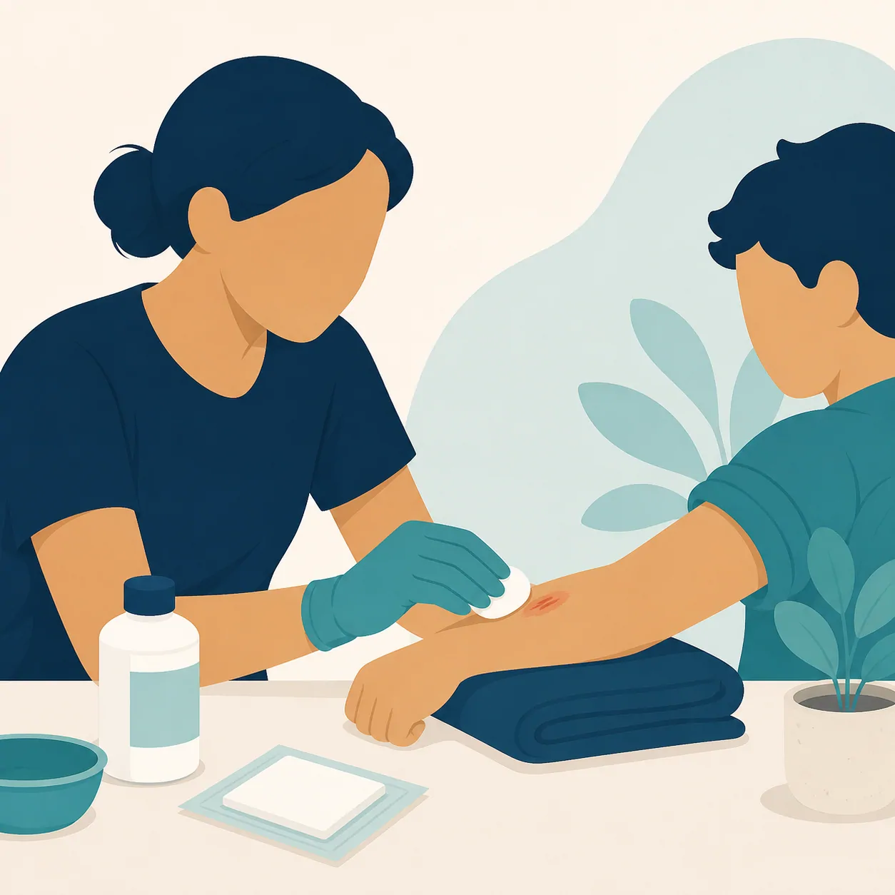 First aid illustration: Antiseptic in First Aid