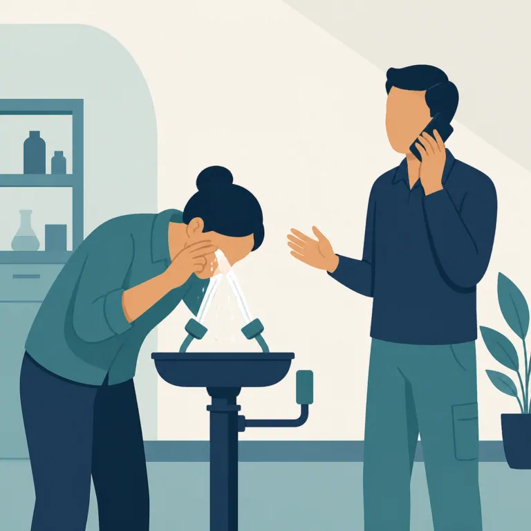 First aid illustration: Chemical Splash in the Eye