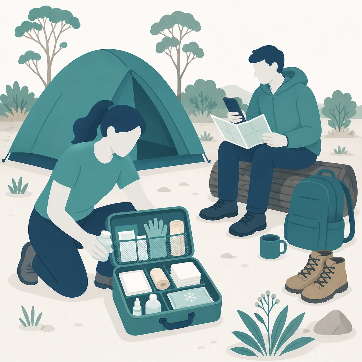 First aid illustration: First Aid for Camping