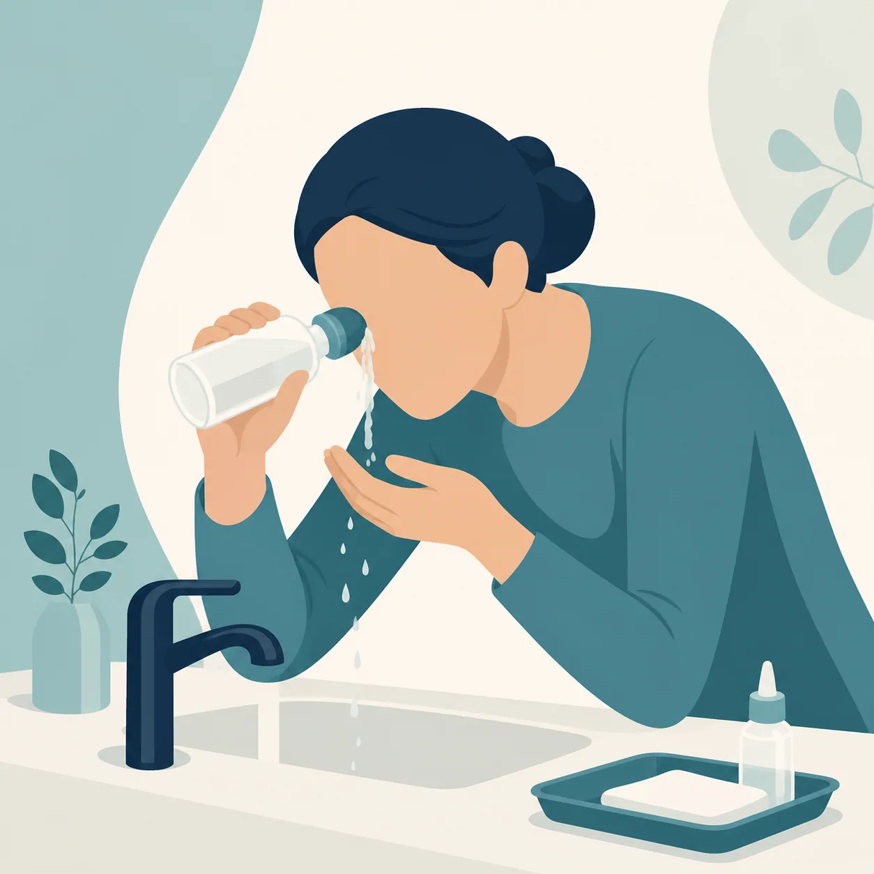 First aid illustration: Saline Solution in First Aid