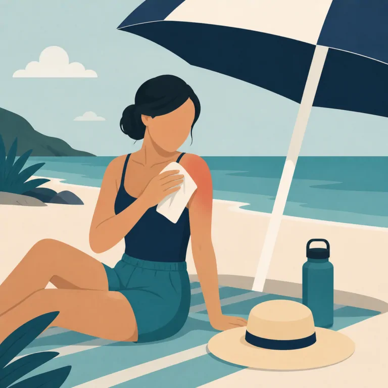 First aid illustration: Sunburn First Aid
